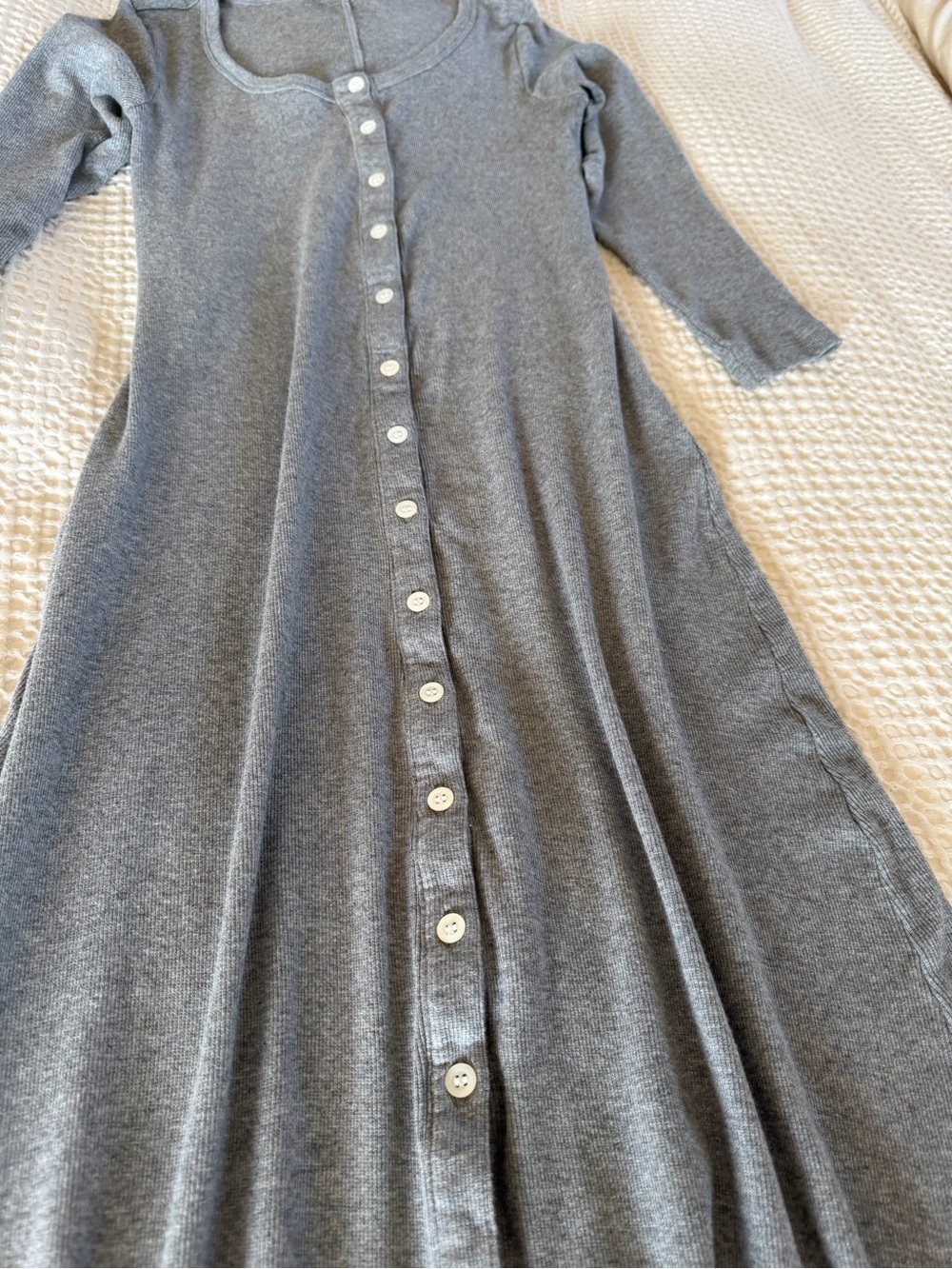 AYR The It Girl Button Front Ribbed Midi Dress Heather Grey Size S - Picture 6 of 12